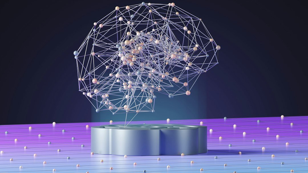 Abstract network of connected points representing artificial intelligence